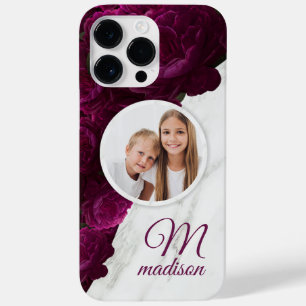 Coque Case-Mate iPhone Photo de monogramme Fleurs modernes Marbre Nom per