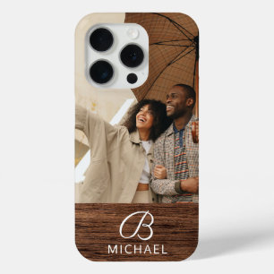Coque Case-Mate iPhone Photo de monogramme sur bois personnalisé avec nom