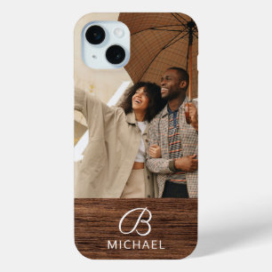 Coque Case-Mate iPhone Photo de monogramme sur bois personnalisé avec nom