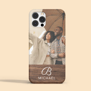 Coque Case-Mate iPhone Photo de monogramme sur bois personnalisé avec nom