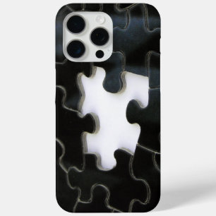 Coque iPhone 15 Pro Max Photo de pièce de puzzle noir et blanc manquant