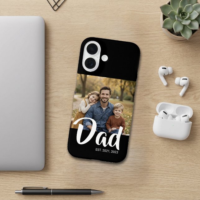 Coques Case-Mate iPhone Photo de script établi par papa noir (Black Dad Established Script Photo iPhone 16 Case)
