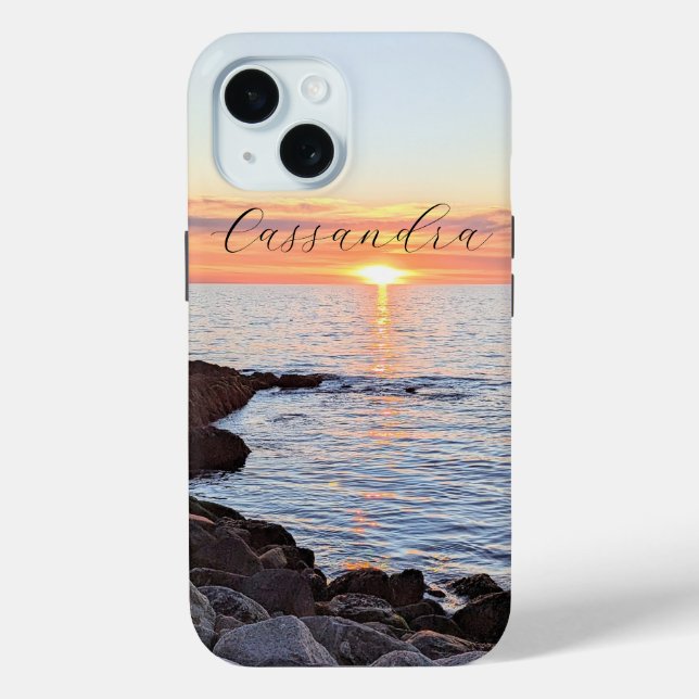 Coques Case-Mate iPhone Photo de Sun and Ocean Golden Sunset Name (Verso)