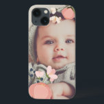 Coques Pour iPhone Photo de superposition florale<br><div class="desc">Ajoutez une photo préférée à ce boîtier de téléphone simple et chic,  agrémenté de fleurs rose vif aux coins.</div>