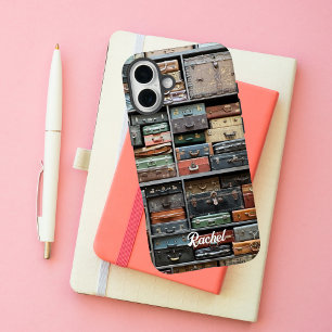 Coque Pour iPhone 16 Plus Photo de valise vintage, Voyage sur mesure