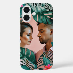 Coque Pour iPhone 16 Photo d'élégance tropicale avec feuilles de jungle