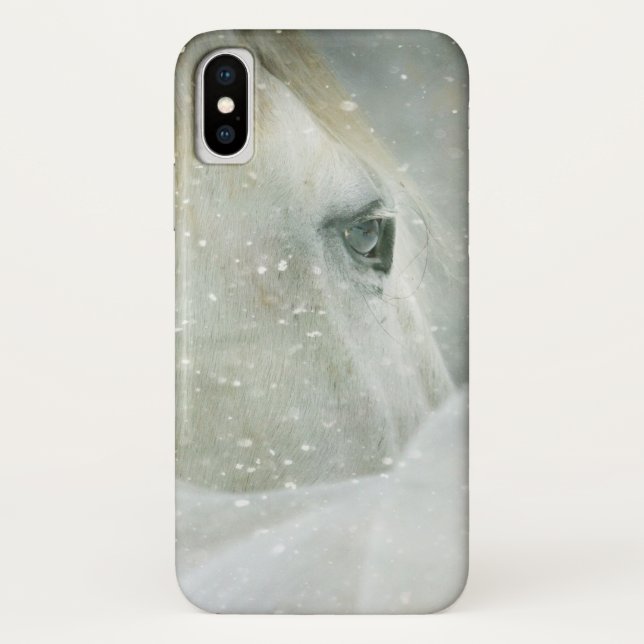 Coques Case-Mate iPhone Photo d'un beau cheval blanc en hiver (Dos)