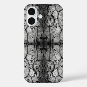 Coque Pour iPhone 16 Photo en noir et blanc de l'écorce d'un arbre, gro