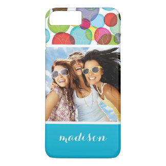 Coque iPhone 8 Plus/7 Plus Photo et nom personnalisés Bulles rondes enfants m