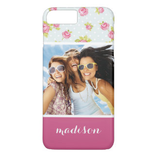 Coque Case-Mate iPhone Photo et nom personnalisés Élégantes roses roses 4