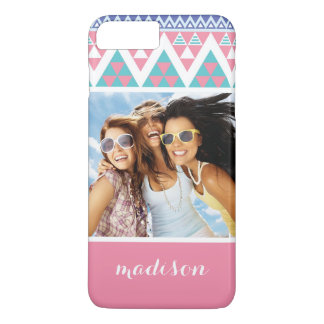 Coque iPhone 8 Plus/7 Plus Photo et nom personnalisés motif coloré Tribal azt
