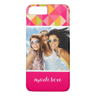 Coque iPhone 7 Plus Photo et nom personnalisés Triangles motif géométr