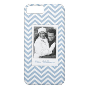 Coque Case-Mate Pour iPhone Photo faite sur commande et Chevron bleu-clair