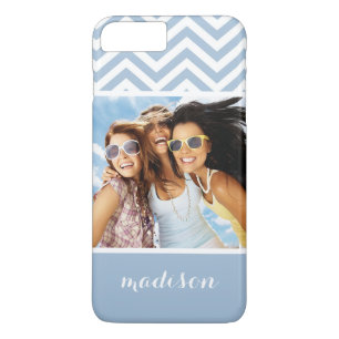 Coque Case-Mate iPhone Photo faite sur commande et Chevron bleu-clair
