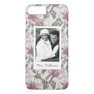 Coque iPhone 8 Plus/7 Plus Photo faite sur commande et motif de fleurs rose