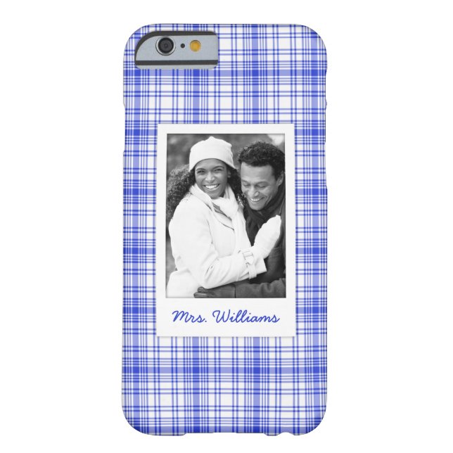 Coques Case-Mate iPhone Photo faite sur commande et plaid blanc bleu nommé (Dos)