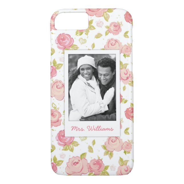 Coques Case-Mate iPhone Photo faite sur commande et roses roses élégants (Dos)