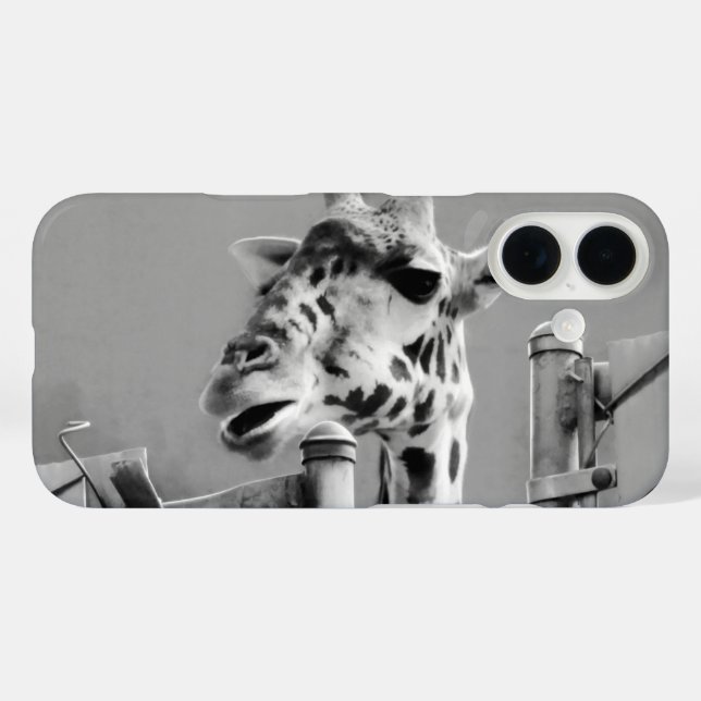 Coques Case-Mate iPhone Photo Giraffe - Noir et Blanc (Verso (horizontal))