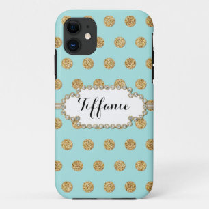 Coques Pour iPhone Photo Gold Parties scintillant Polka Dot Jewel Gem