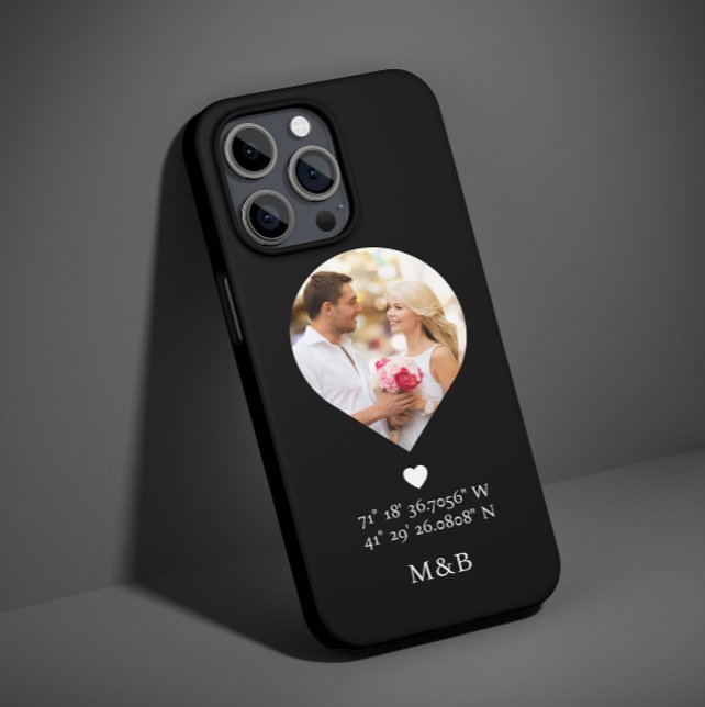 Coques Case-Mate iPhone Photo Monogramme Coeur romantique Coodinate Modern (Créateur téléchargé)