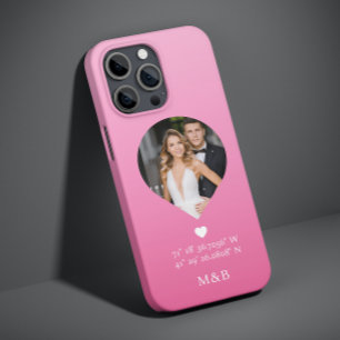 Coque Case-Mate iPhone Photo Monogramme Coeur romantique Coodinate Modern