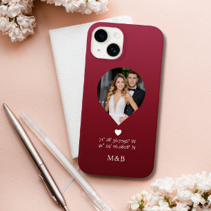 Coque Case-Mate iPhone Photo Monogramme Coeur romantique Coodinate Modern