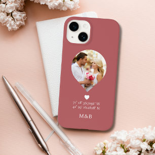 Coque Case-Mate iPhone Photo Monogramme Coeur romantique Coodinate Modern
