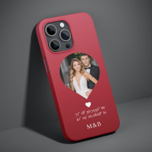 Coque Case-Mate iPhone Photo Monogramme Cœur Romantique Coordonnées Moder