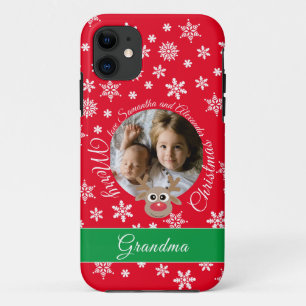 Case-Mate iPhone Case Photo Noël Rouge Cute Reindeer Blanc Script