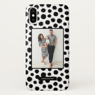 Case-Mate iPhone Case Photo noire et blanche rustique de motif de pois