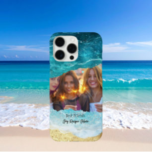 Coque iPhone 16 Pro Max Photo personnalisé de meilleures amies à la plage/