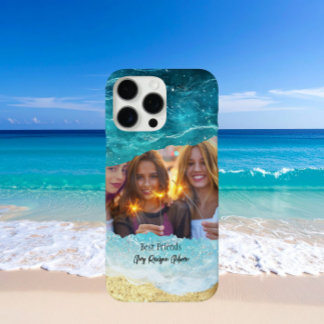 Coque iPhone 16 Pro Max Photo personnalisé de meilleures amies à la plage/