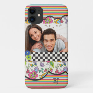 Case-Mate iPhone Case Photo personnalisé floral moderne couleur Monogram