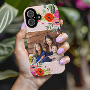 Coque Pour iPhone 16 Photo personnalisée de la flore et des points bril