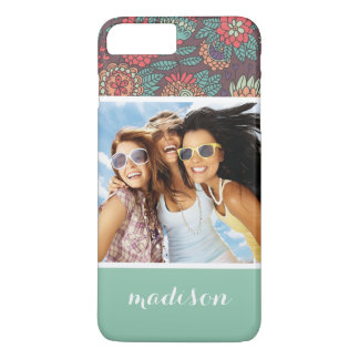 Coques Pour iPhone Photo personnalisée et nom dessin animé floral mot