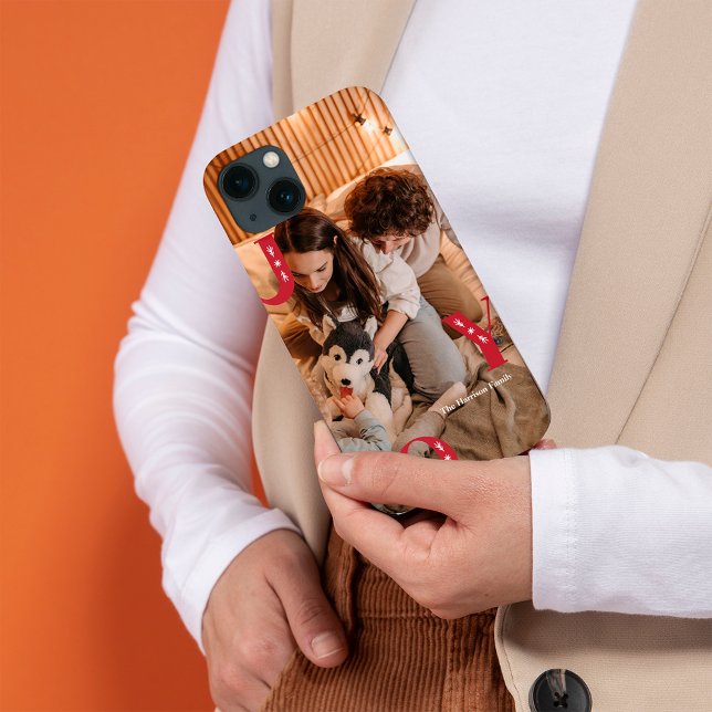 Coques Case-Mate iPhone Photo personnalisée JOIE moderne Noël (Custom Photo Modern JOY Christmas Case-Mate iPhone Case)