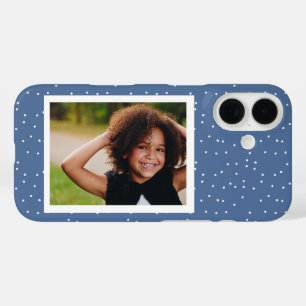 Coque Pour iPhone 16 Photo personnalisée Pois bleus