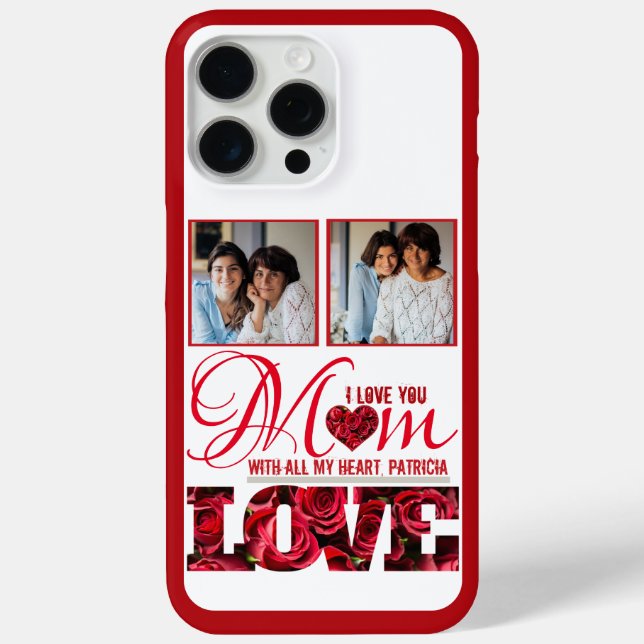Coques Case-Mate iPhone Photo Red Heart I Love You Mom Elegant Mothers Day (Verso)