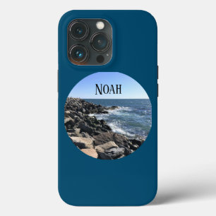 Case-Mate iPhone Case Photo ronde de l'océan Atlantique Rocky Shore Blue