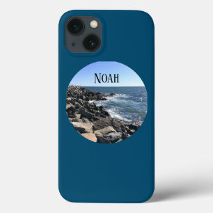 Case-Mate iPhone Case Photo ronde de l'océan Atlantique Rocky Shore Blue