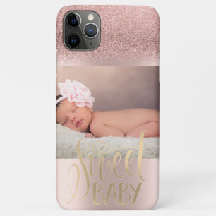 Case-Mate iPhone Case Photo Rose Gold Paillettes Ombre Sweet Baby