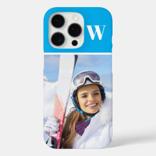 Coque iPhone 16 Pro Photo Sport d'hiver Monogrammé Azure