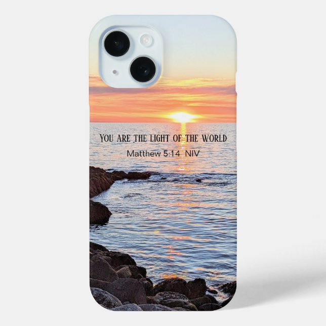 Coques Case-Mate iPhone Photo Sun and Ocean Bible Verse Christian (Verso)