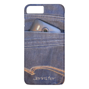Coque iPhone 7 Plus Photo Téléphone dans les jeans démine nom monogram