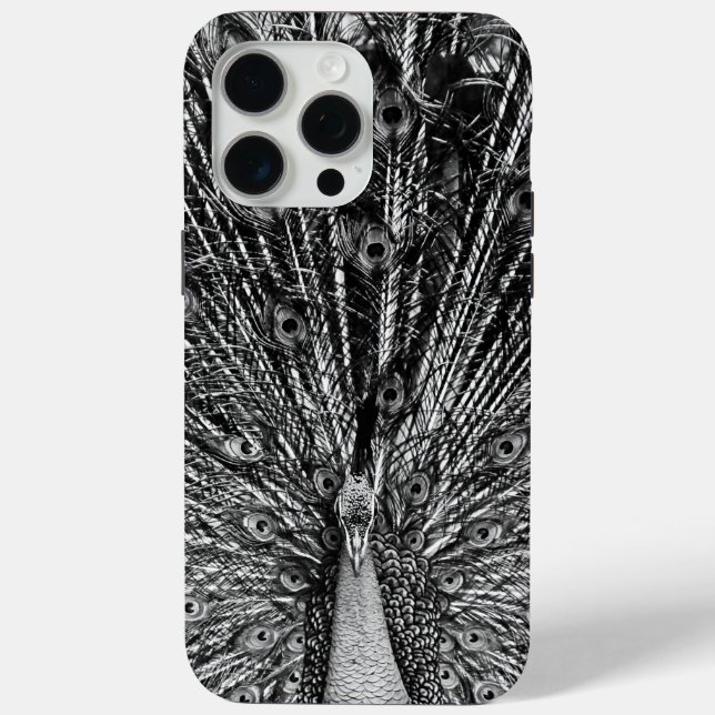 Coques Case-Mate iPhone Photographie de paon noir et blanc (Verso)
