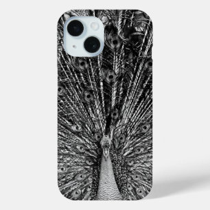 Coque Case-Mate iPhone Photographie de paon noir et blanc
