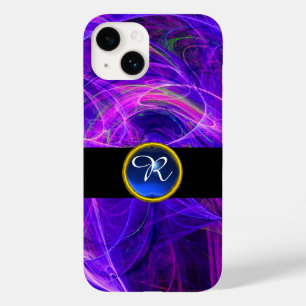 Coque Case-Mate iPhone PHOTON CRAZY PURPLE BLUE GEM MONOGRAM Abstrait