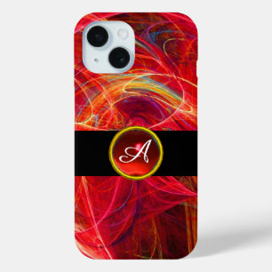 COQUE POUR iPhone 15 PHOTON FROID ROUGE RUBY GEM STONE MONOGRAM