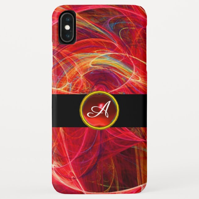 Coques Case-Mate iPhone PHOTON FROID ROUGE RUBY GEMSTONE MONOGRAM Abstrait (Dos)