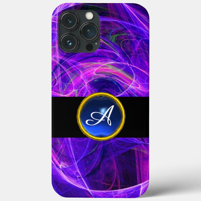COQUES Case-Mate iPhone PHOTON FROID SAPPHIRE BLEU GEM STONE MONOGRAMME (Verso)